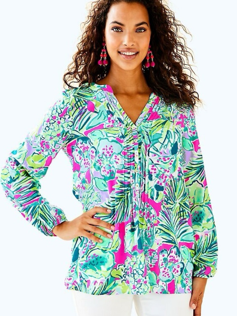 Lilly Pulitzer Harbour Island Tunic, Early Bloomer, Size XL - Picture 2 of 7
